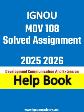 IGNOU MDV 108 Solved Assignment 2025 2026